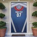 Manu Samoa Rugby Custom Navy Blue Door Cover ʻIe Toga Pattern With Red Ula fala