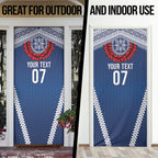 Manu Samoa Rugby Custom Navy Blue Door Cover ʻIe Toga Pattern With Red Ula fala