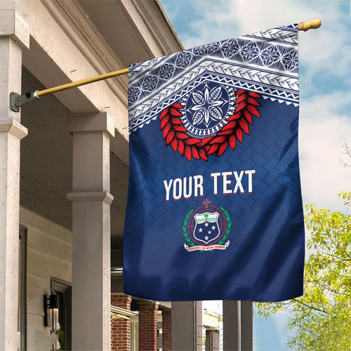 Manu Samoa Rugby Custom Navy Blue Garden Flag ʻIe Toga Pattern With Red Ula fala