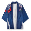Manu Samoa Rugby Custom Navy Blue Kimono ʻIe Toga Pattern With Red Ula fala