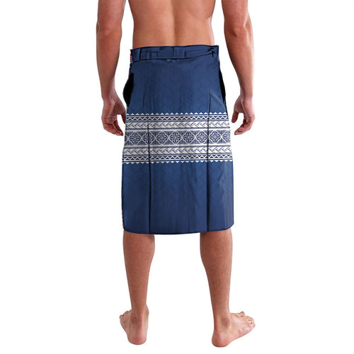 Manu Samoa Rugby Custom Navy Blue Lavalava ʻIe Toga Pattern With Red Ula fala
