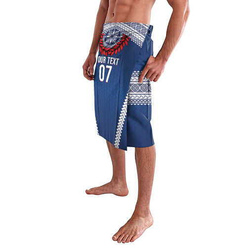 Manu Samoa Rugby Custom Navy Blue Lavalava ʻIe Toga Pattern With Red Ula fala