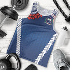 Manu Samoa Rugby Custom Navy Blue Men Tank Top ʻIe Toga Pattern With Red Ula fala