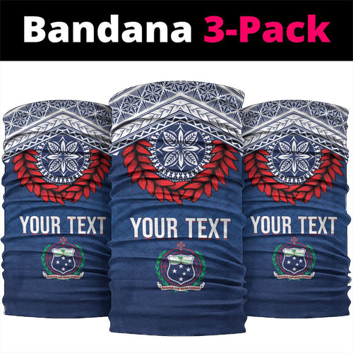 Manu Samoa Rugby Custom Navy Blue Neck Gaiter ʻIe Toga Pattern With Red Ula fala