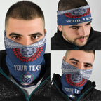 Manu Samoa Rugby Custom Navy Blue Neck Gaiter ʻIe Toga Pattern With Red Ula fala