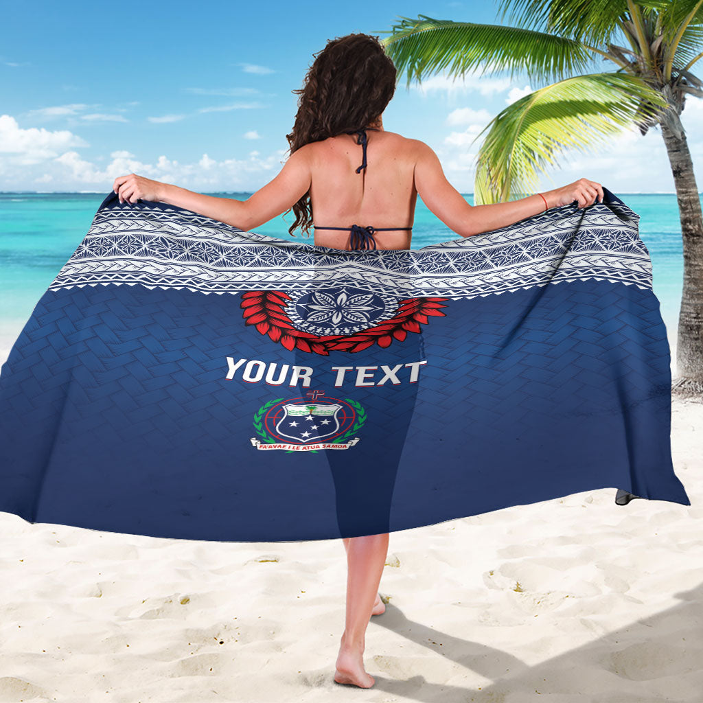 Manu Samoa Rugby Custom Navy Blue Sarong ʻIe Toga Pattern With Red Ula fala