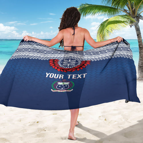 Manu Samoa Rugby Custom Navy Blue Sarong ʻIe Toga Pattern With Red Ula fala