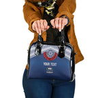 Manu Samoa Rugby Custom Navy Blue Shoulder Handbag ʻIe Toga Pattern With Red Ula fala
