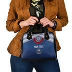 Manu Samoa Rugby Custom Navy Blue Shoulder Handbag ʻIe Toga Pattern With Red Ula fala