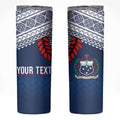 Manu Samoa Rugby Custom Navy Blue Skinny Tumbler ʻIe Toga Pattern With Red Ula fala