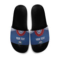 Manu Samoa Rugby Custom Navy Blue Slide Sandals ʻIe Toga Pattern With Red Ula fala