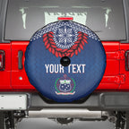 Manu Samoa Rugby Custom Navy Blue Spare Tire Cover ʻIe Toga Pattern With Red Ula fala