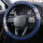 Manu Samoa Rugby Navy Blue Steering Wheel Cover ʻIe Toga Pattern With Red Ula fala