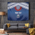 Manu Samoa Rugby Custom Navy Blue Tapestry ʻIe Toga Pattern With Red Ula fala