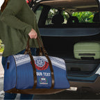 Manu Samoa Rugby Custom Navy Blue Travel Bag ʻIe Toga Pattern With Red Ula fala