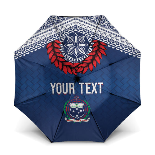 Manu Samoa Rugby Custom Navy Blue Umbrella ʻIe Toga Pattern With Red Ula fala