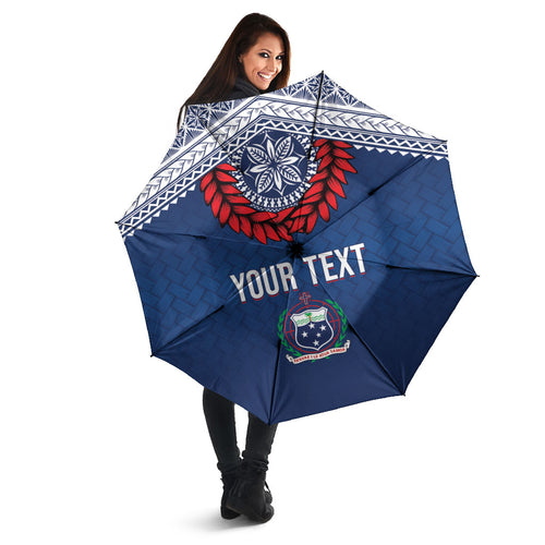 Manu Samoa Rugby Custom Navy Blue Umbrella ʻIe Toga Pattern With Red Ula fala
