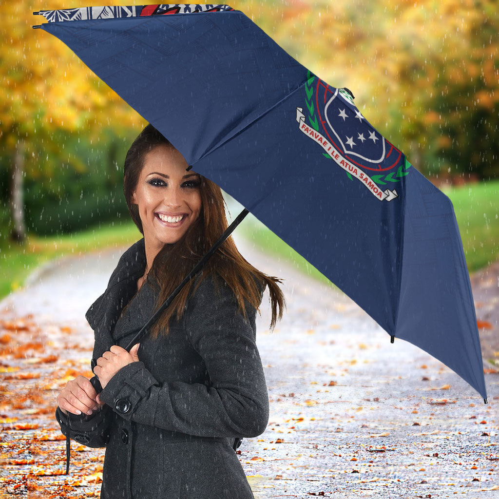 Manu Samoa Rugby Custom Navy Blue Umbrella ʻIe Toga Pattern With Red Ula fala