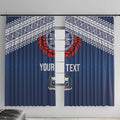 Manu Samoa Rugby Custom Navy Blue Window Curtain ʻIe Toga Pattern With Red Ula fala