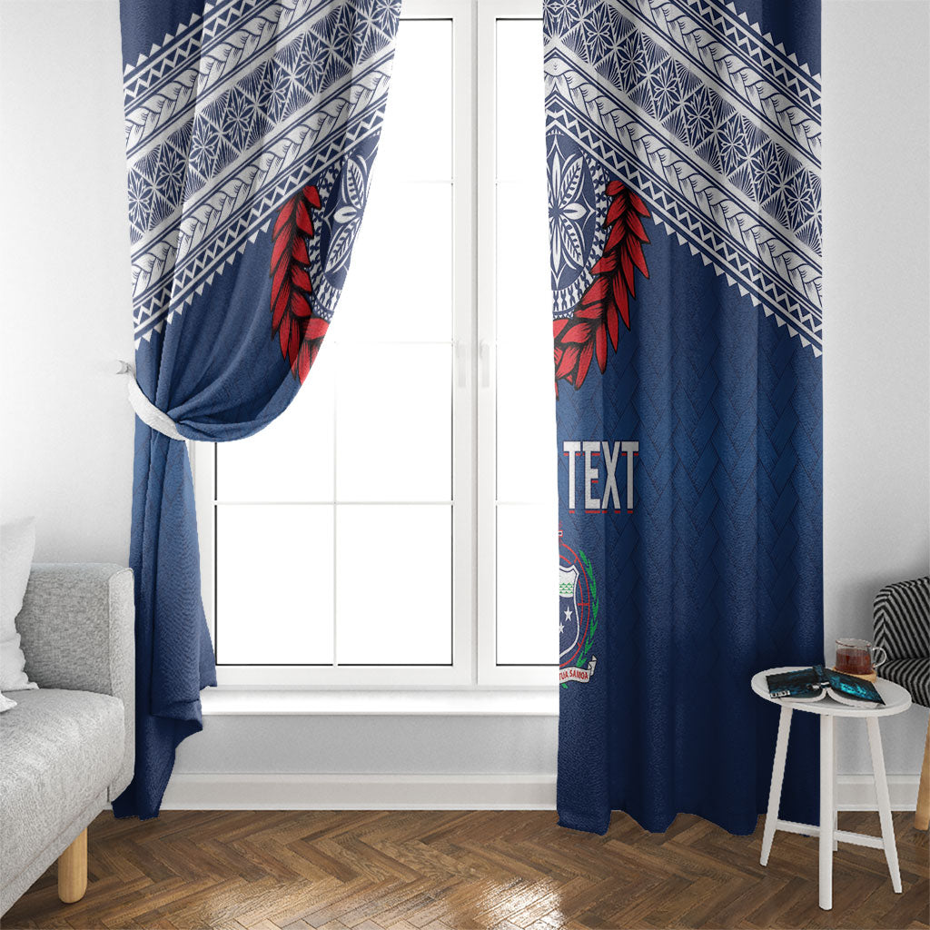 Manu Samoa Rugby Custom Navy Blue Window Curtain ʻIe Toga Pattern With Red Ula fala