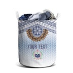 Manu Samoa Rugby Custom White Laundry Basket ʻIe Toga Pattern With Brown Ula fala