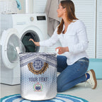 Manu Samoa Rugby Custom White Laundry Basket ʻIe Toga Pattern With Brown Ula fala