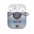 Manu Samoa Rugby Custom White AirPods Case ʻIe Toga Pattern With Brown Ula fala