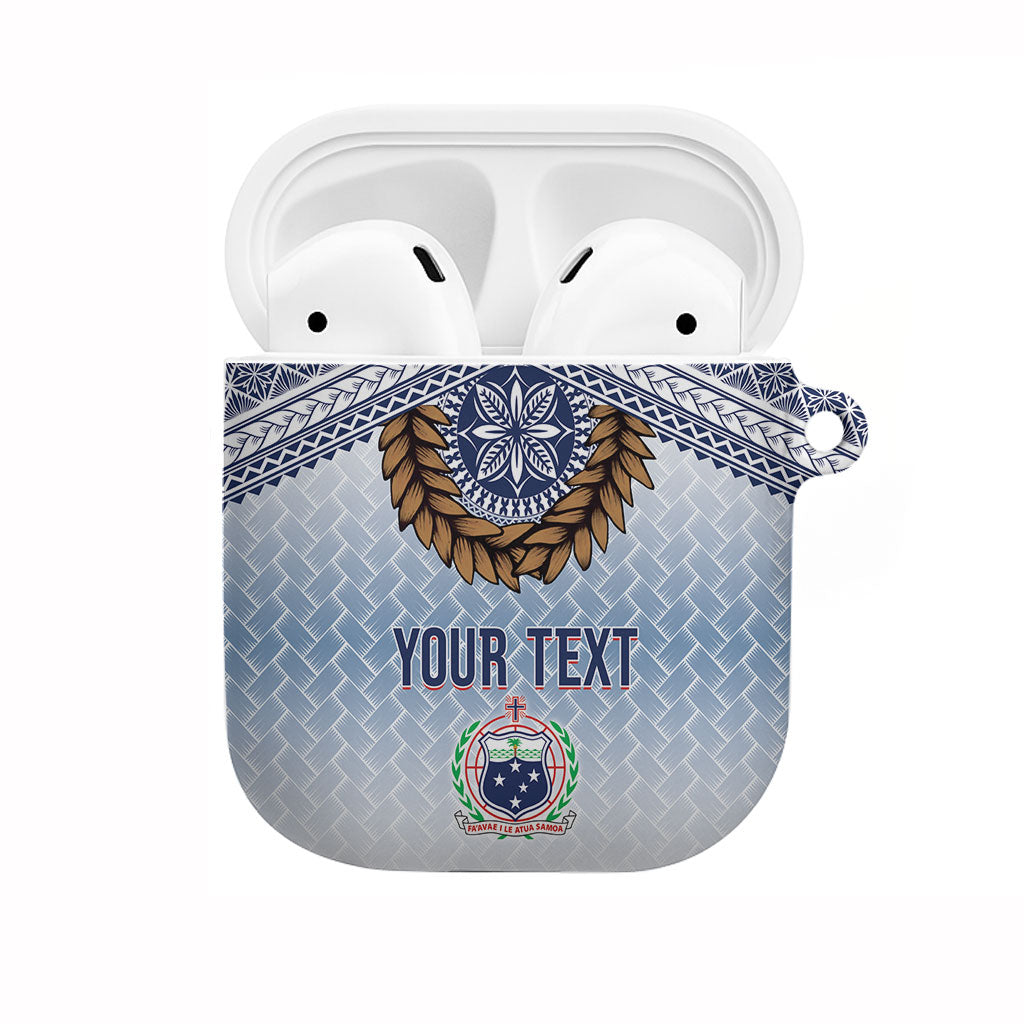 Manu Samoa Rugby Custom White AirPods Case ʻIe Toga Pattern With Brown Ula fala