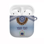Manu Samoa Rugby Custom White AirPods Case ʻIe Toga Pattern With Brown Ula fala