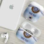 Manu Samoa Rugby Custom White AirPods Case ʻIe Toga Pattern With Brown Ula fala