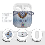 Manu Samoa Rugby Custom White AirPods Case ʻIe Toga Pattern With Brown Ula fala