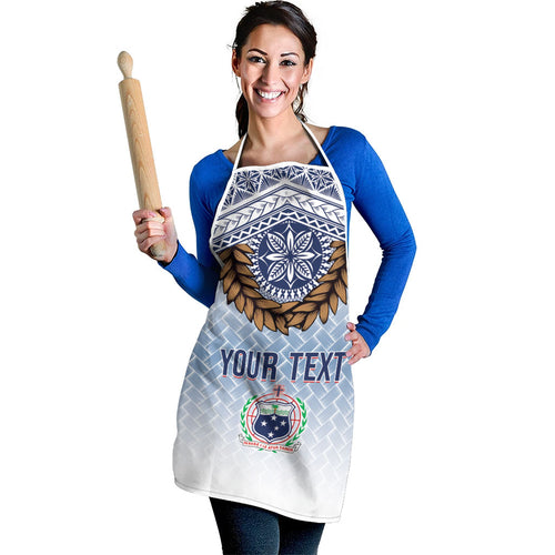 Manu Samoa Rugby Custom White Apron ʻIe Toga Pattern With Brown Ula fala