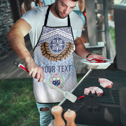 Manu Samoa Rugby Custom White Apron ʻIe Toga Pattern With Brown Ula fala
