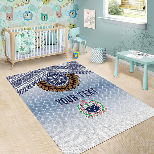 Manu Samoa Rugby Custom White Area Rug ʻIe Toga Pattern With Brown Ula fala