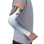 Manu Samoa Rugby Custom White Arm Sleeves ʻIe Toga Pattern With Brown Ula fala