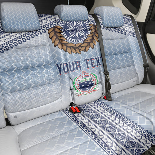 Manu Samoa Rugby Custom White Back Car Seat Cover ʻIe Toga Pattern With Brown Ula fala