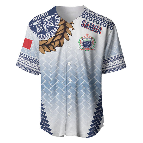 Manu Samoa Rugby Custom White Baseball Jersey ʻIe Toga Pattern With Brown Ula fala