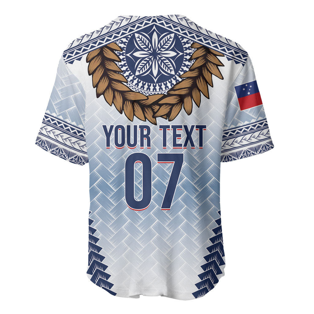 Manu Samoa Rugby Custom White Baseball Jersey ʻIe Toga Pattern With Brown Ula fala