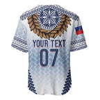 Manu Samoa Rugby Custom White Baseball Jersey ʻIe Toga Pattern With Brown Ula fala
