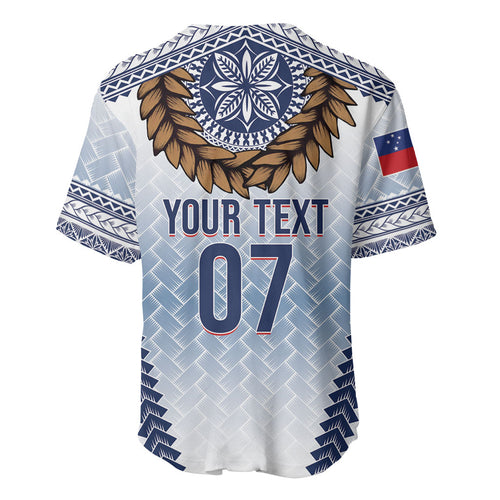 Manu Samoa Rugby Custom White Baseball Jersey ʻIe Toga Pattern With Brown Ula fala