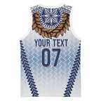 Manu Samoa Rugby Custom White Basketball Jersey ʻIe Toga Pattern With Brown Ula fala