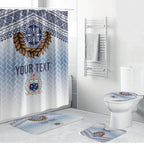 Manu Samoa Rugby Custom White Bathroom Set ʻIe Toga Pattern With Brown Ula fala