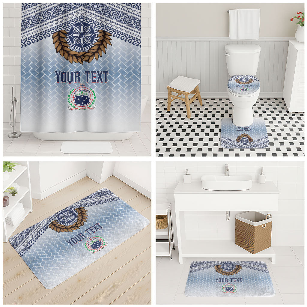 Manu Samoa Rugby Custom White Bathroom Set ʻIe Toga Pattern With Brown Ula fala
