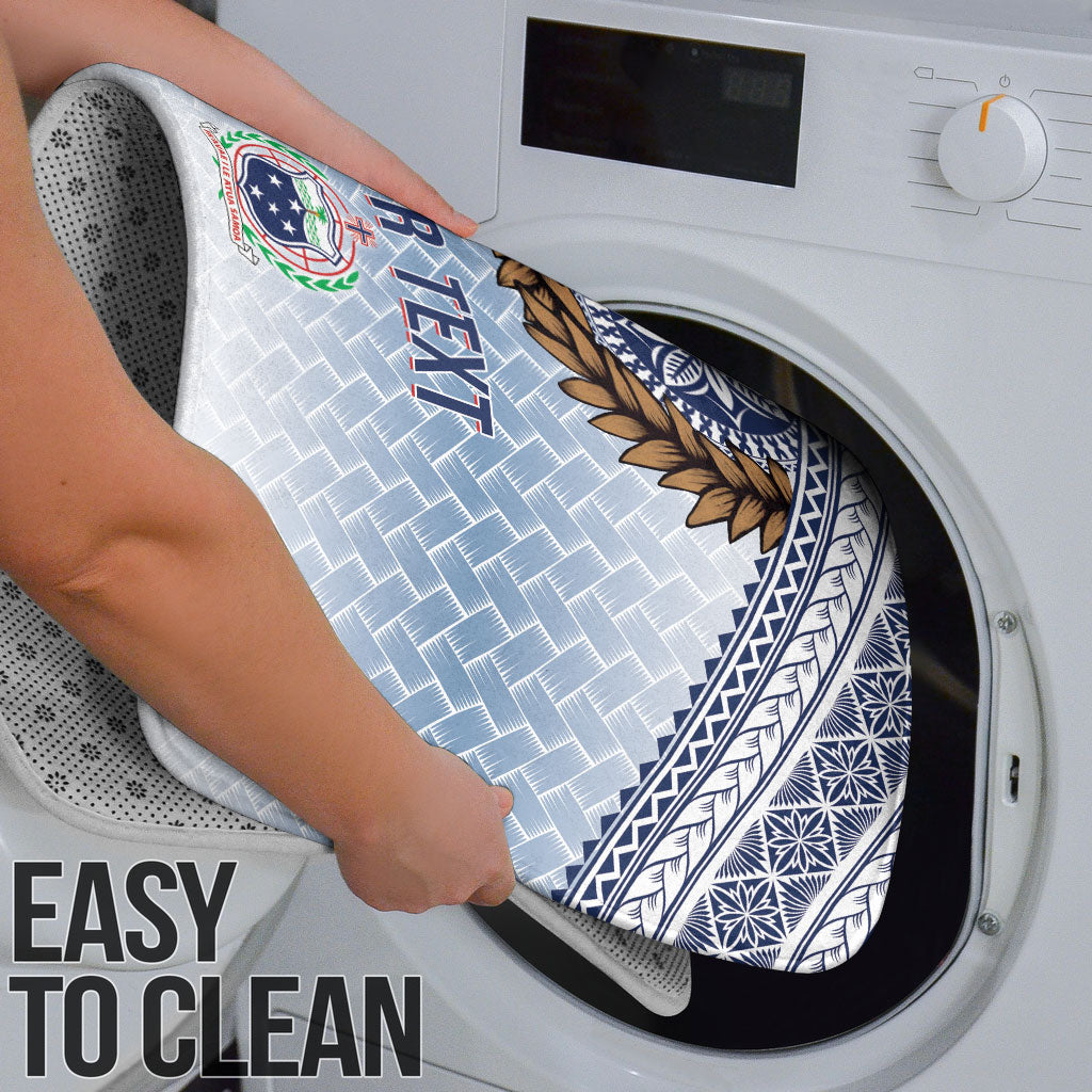 Manu Samoa Rugby Custom White Bathroom Set ʻIe Toga Pattern With Brown Ula fala
