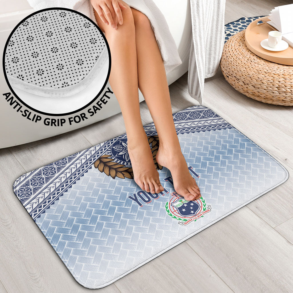 Manu Samoa Rugby Custom White Bathroom Set ʻIe Toga Pattern With Brown Ula fala