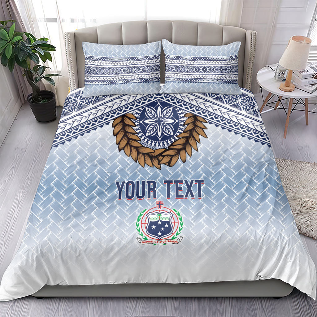 Manu Samoa Rugby Custom White Bedding Set ʻIe Toga Pattern With Brown Ula fala