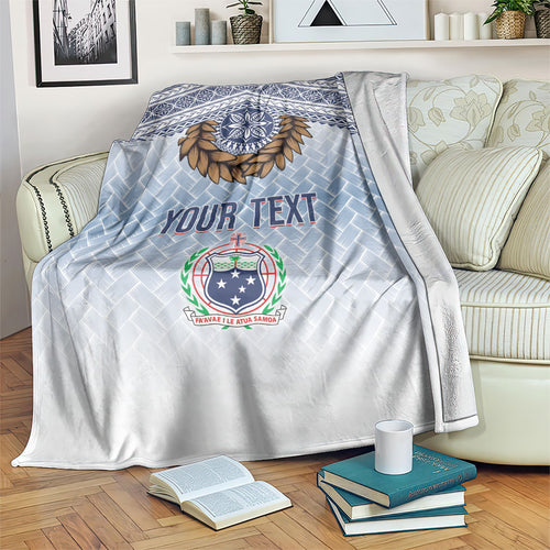 Manu Samoa Rugby Custom White Blanket ʻIe Toga Pattern With Brown Ula fala