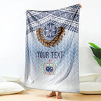 Manu Samoa Rugby Custom White Blanket ʻIe Toga Pattern With Brown Ula fala