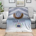 Manu Samoa Rugby Custom White Blanket ʻIe Toga Pattern With Brown Ula fala