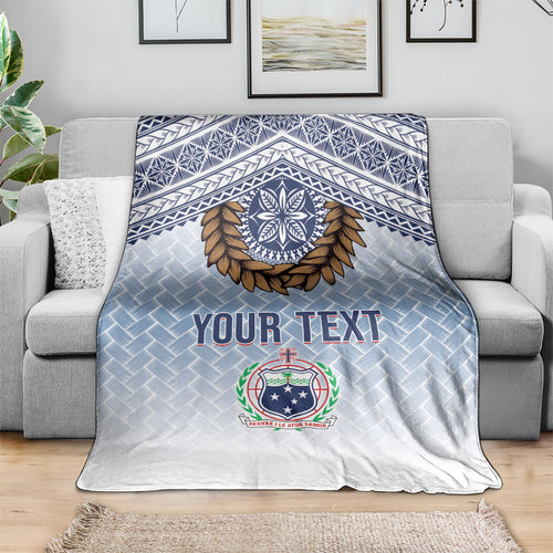 Manu Samoa Rugby Custom White Blanket ʻIe Toga Pattern With Brown Ula fala
